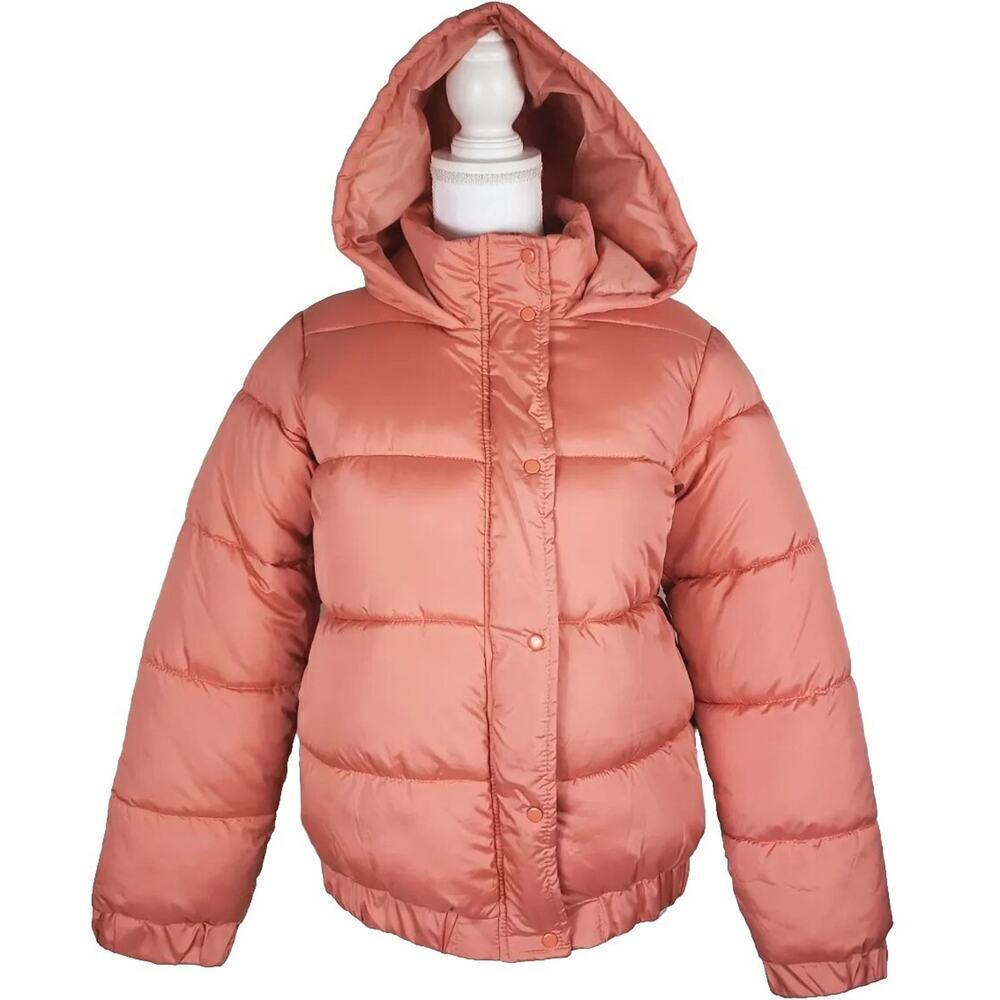 Missguided ~Woman Size US 6Tall~ Orange/Coral Hooded Puffer Jacket NWT.